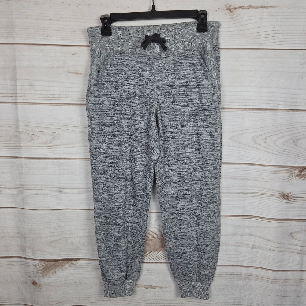 Athleta Joggers Women Small Heathered Gray Space Dye Knit Cropped Length